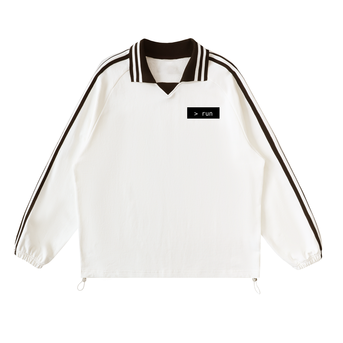 Contrast Striped Lapel Collar Sweatshirt