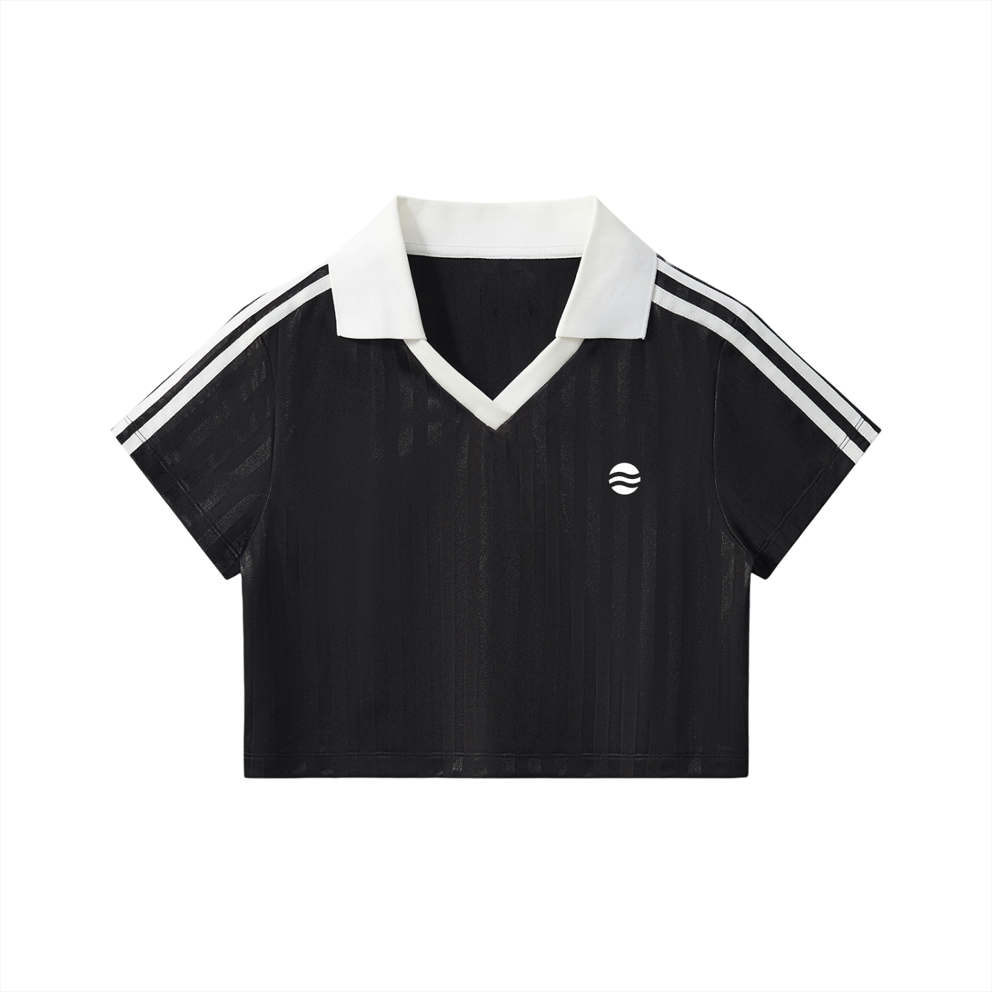 Contrast Collar Striped Cropped Jersey