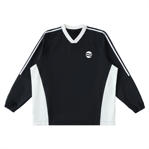 Color-Block V-Neck Long-Sleeve T-Shirt