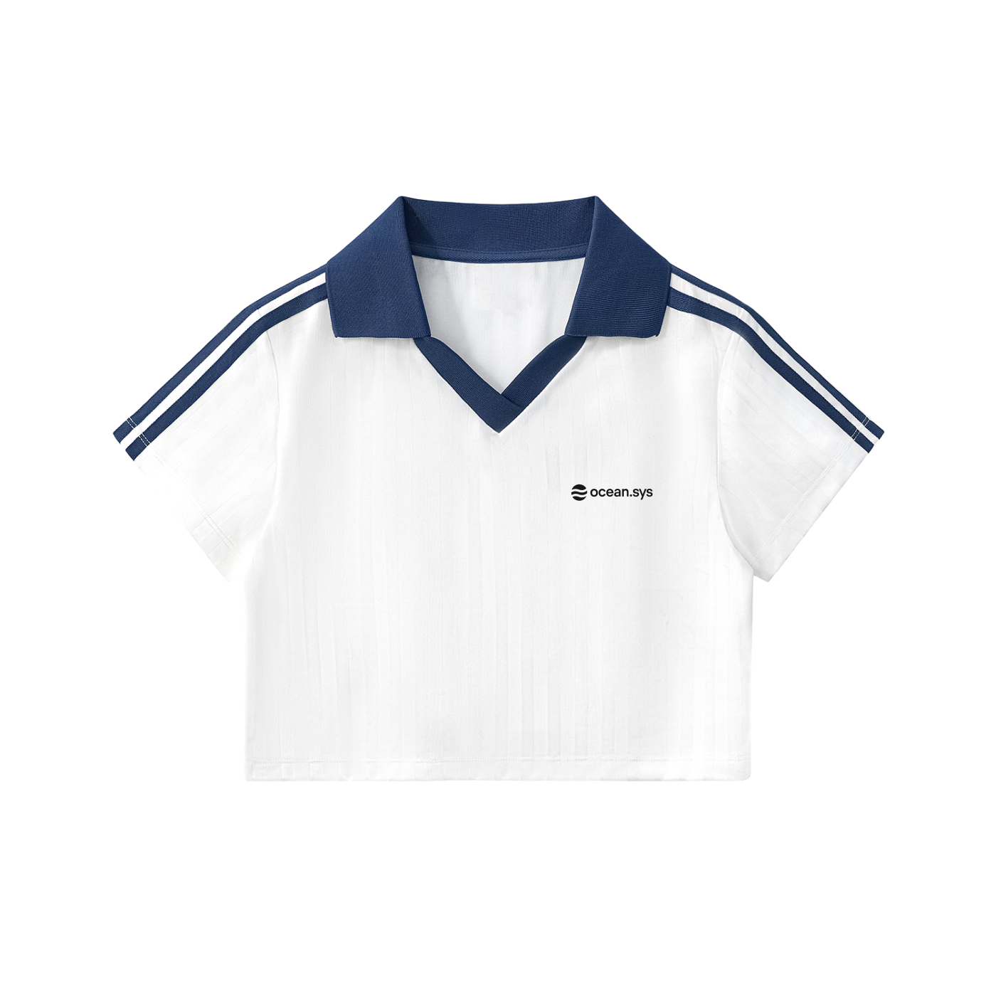 Contrast Collar Striped Cropped Jersey