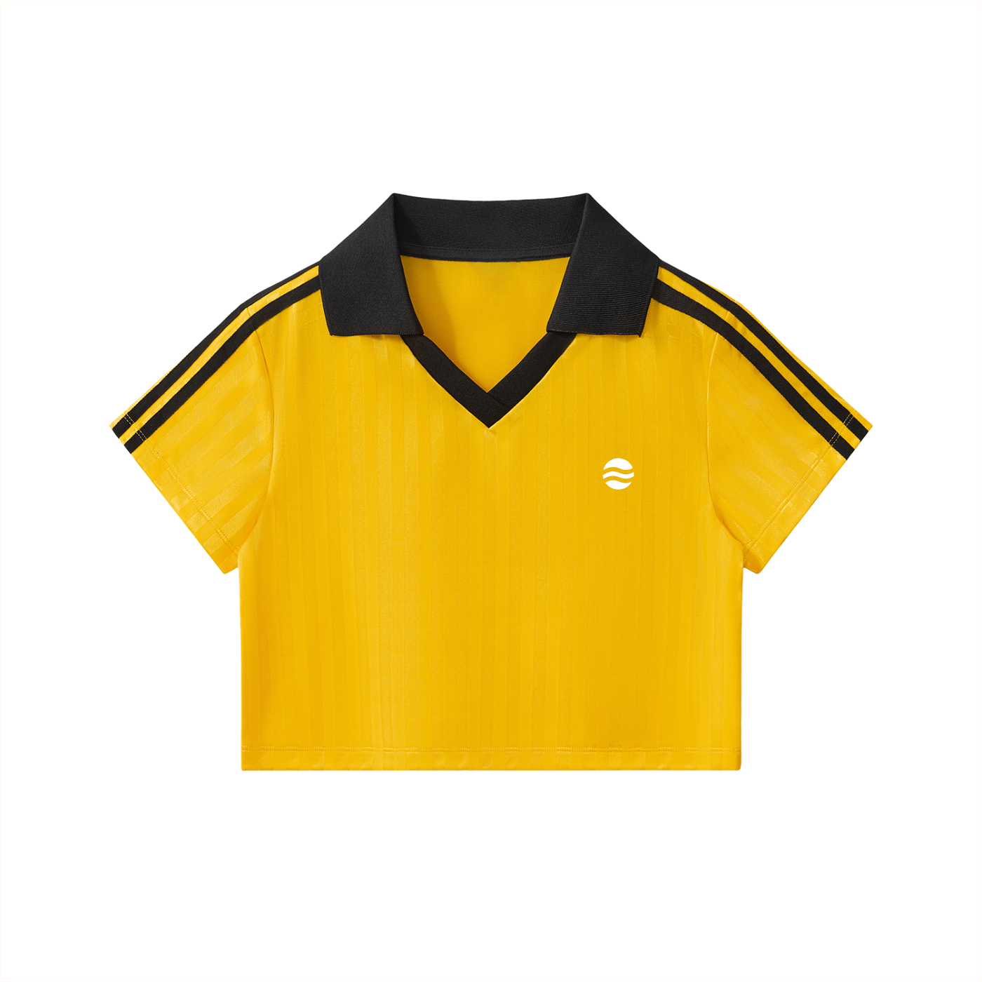 Contrast Collar Striped Cropped Jersey