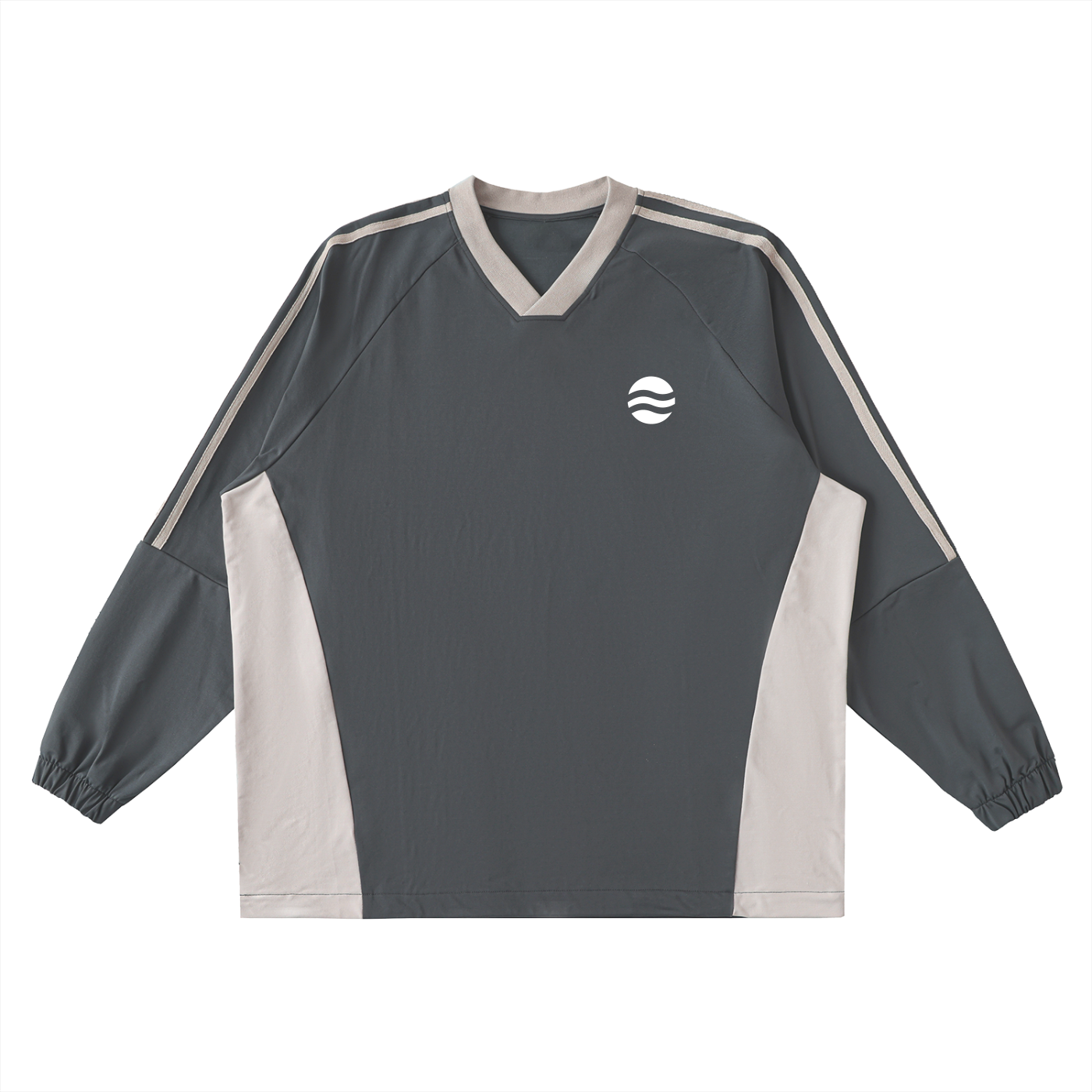 Color-Block V-Neck Long-Sleeve T-Shirt