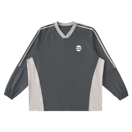 Color-Block V-Neck Long-Sleeve T-Shirt