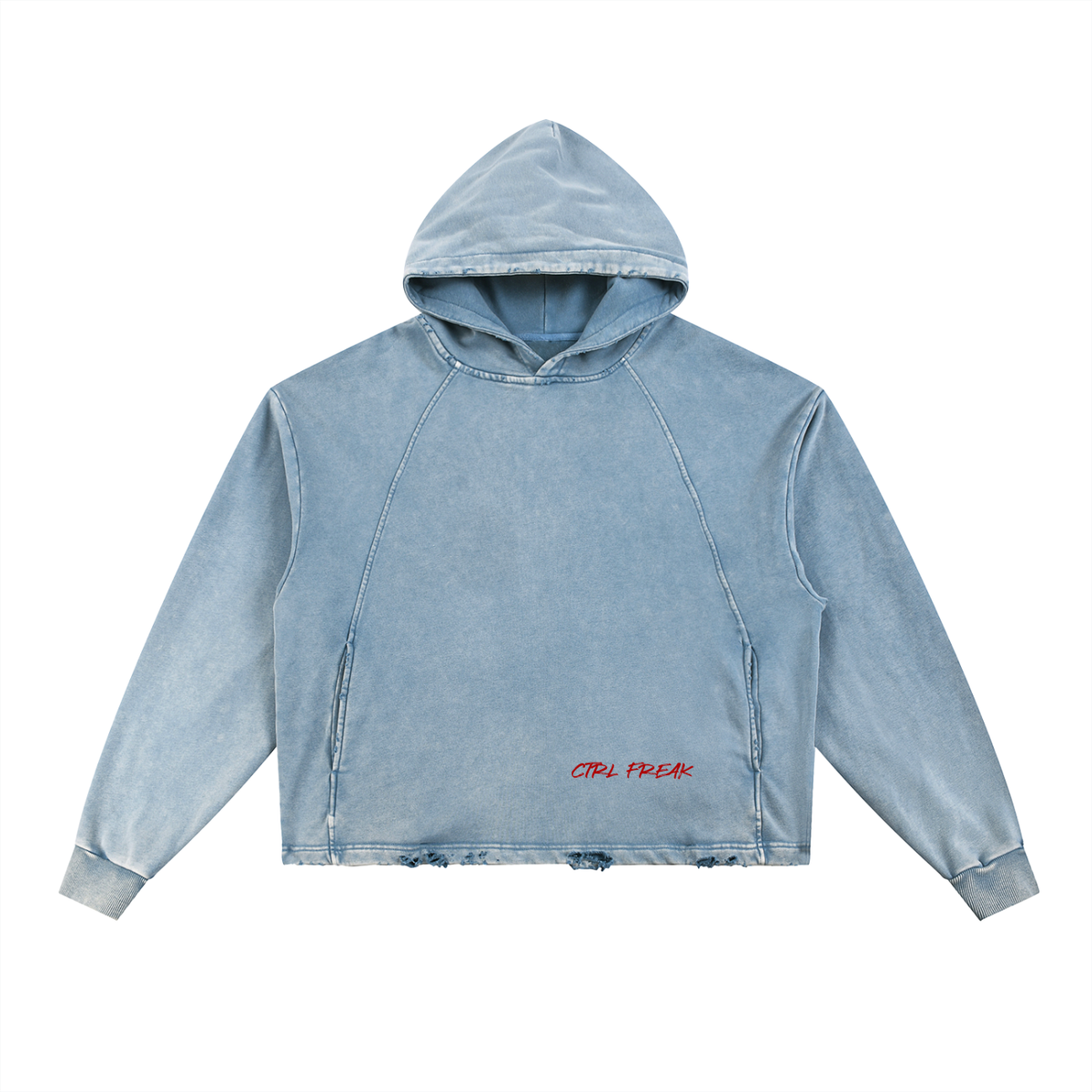 Vintage Washed Frayed-Hem Hoodie