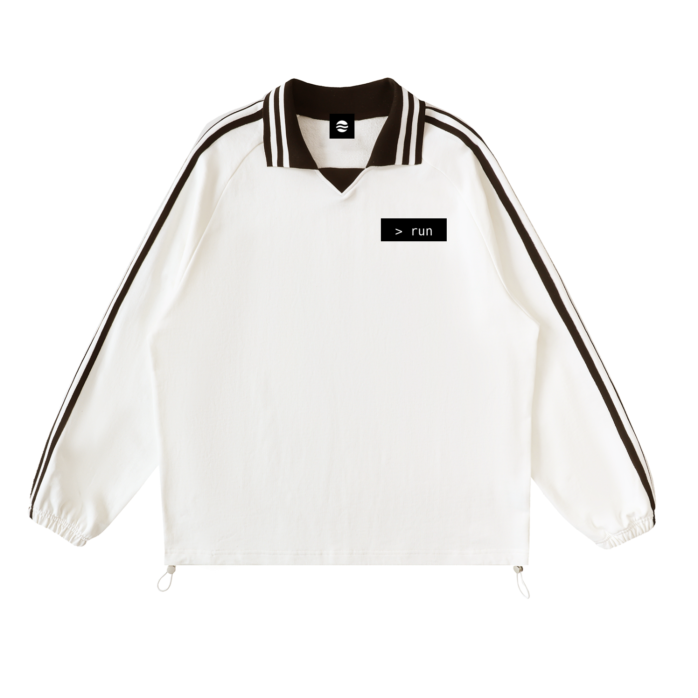 Contrast Striped Lapel Collar Sweatshirt