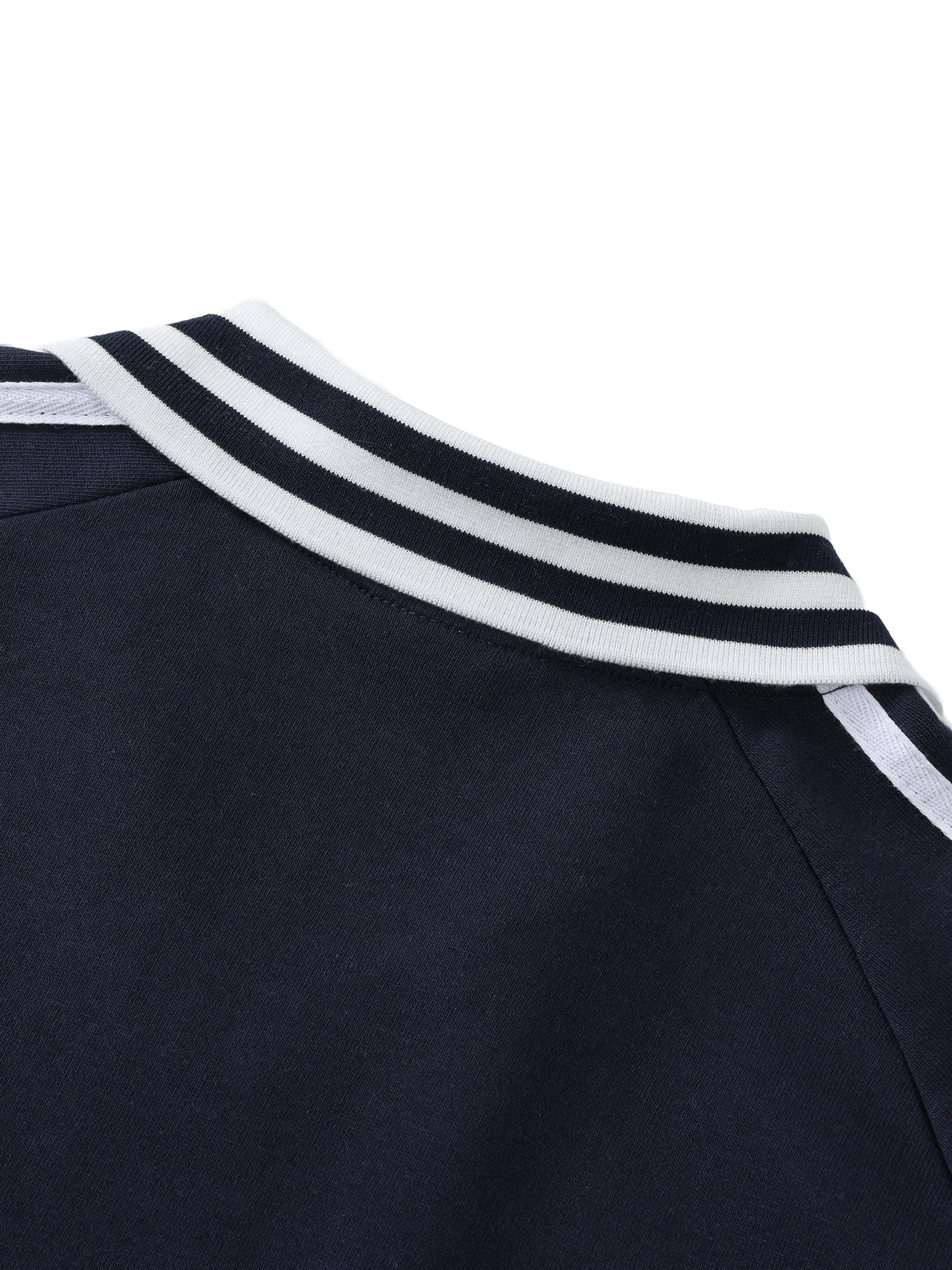 Contrast Striped Lapel Collar Sweatshirt